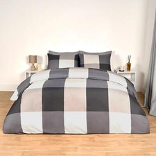 Image of Gingham Check Duvet Cover Bedding Quilt Pillowcase Set Reversible Double King