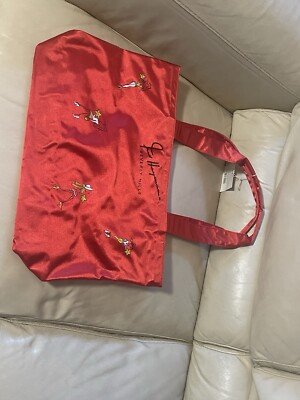Fred Hayman Born To Shop Tote Bag Beverly Hills 17 By 12 Inches  Red