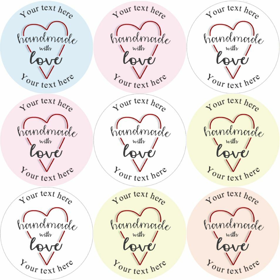 144 Personalised Handmade with Love 30mm Glossy Stickers Crafting Package Seals