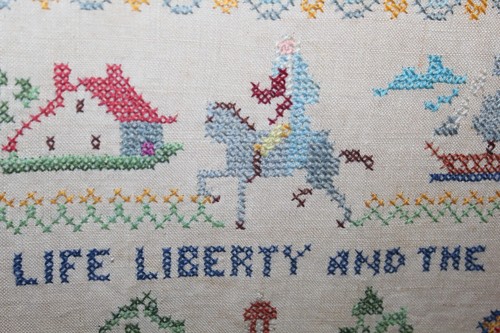 De colección American Sampler Life Liberty Pursuit of Happiness enmarcado - Imagen 11 de 12