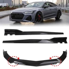 Front Bumper Lip Spoiler Splitter Body Kit + 46"Side Skirt Glossy Black For Audi