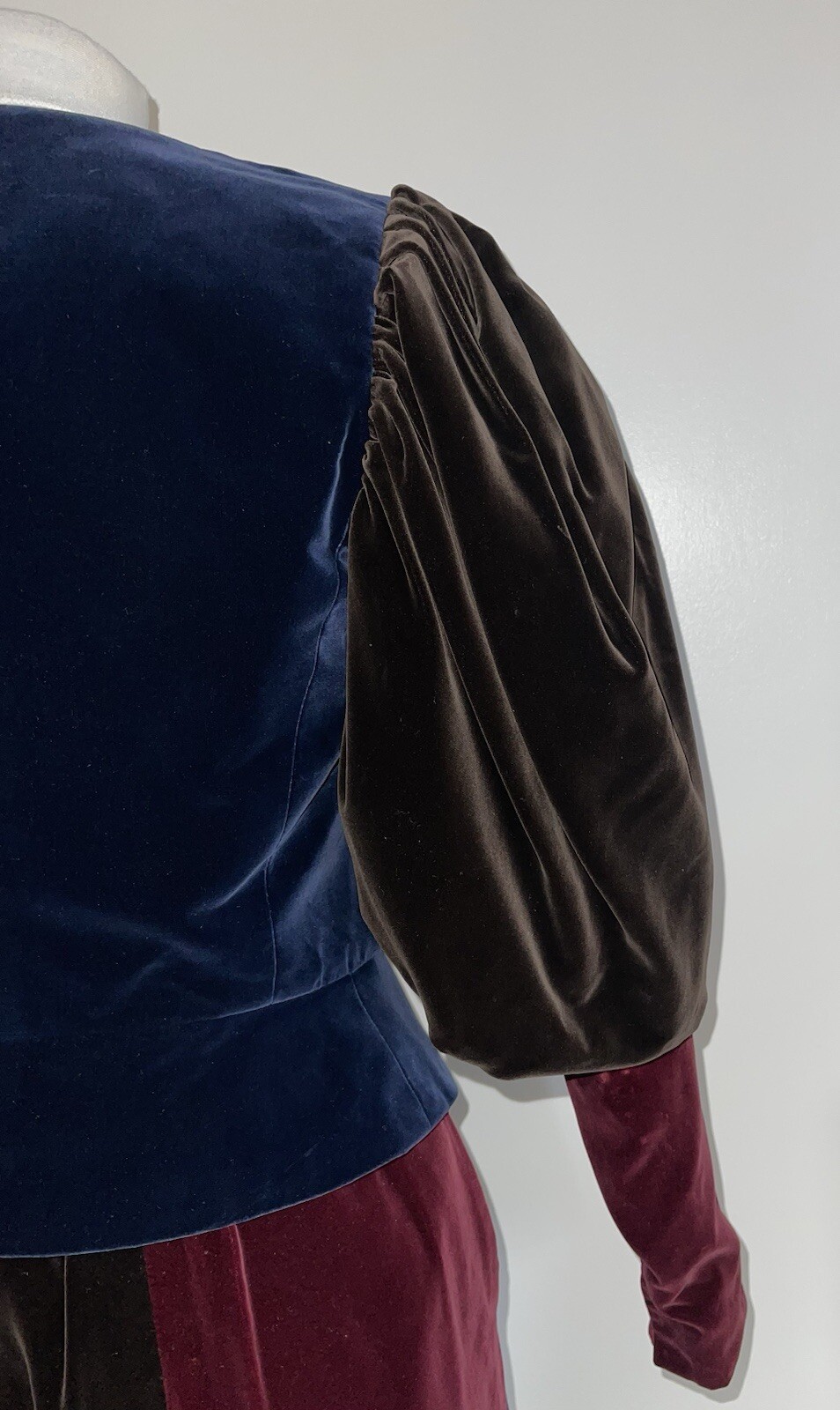 TUTA YVES SAINT LAURENT VELLUTO ANNI 70 TOP MANICA MONTONE E MAXI GONNA TAGLIA S