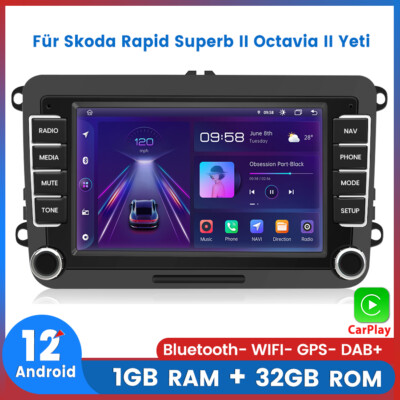 7'' Autoradio Für Skoda Rapid Superb II Octavia II Yeti Carplay Android12 GPS 32G