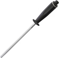Steel Sharpening Rod Kitchen Tools 8" Black Synthetic Handle With Hanging Ring