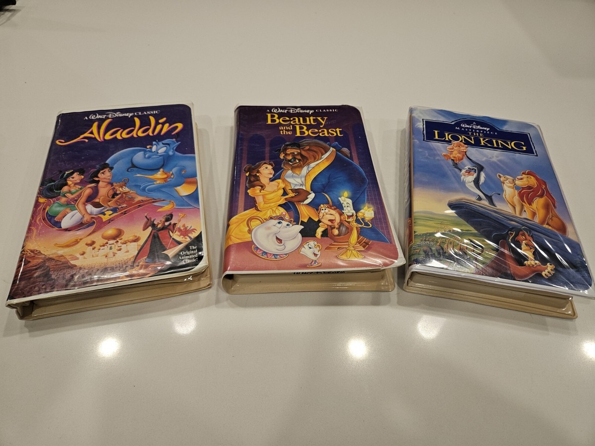 Disney Classic VHS Lion King Aladdin Beauty and the Beast Black