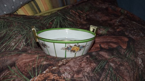 Plato colador de bañera de mantequilla de porcelana pintada a mano con bola pintada a mano nipona de colección - Imagen 4 de 5