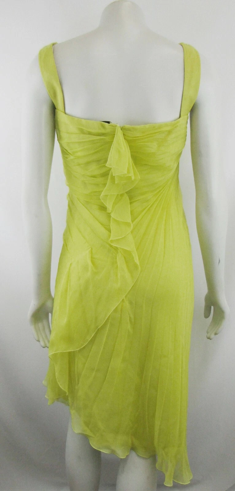 NUOVO VALENTINO GARAVANI abito plissettato giallo fluo 10 chiffon seta plissettato