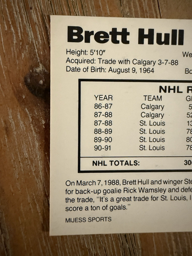 1991-92 Mijess Sports Brett Hull The Golden Brett - Picture 7 of 8