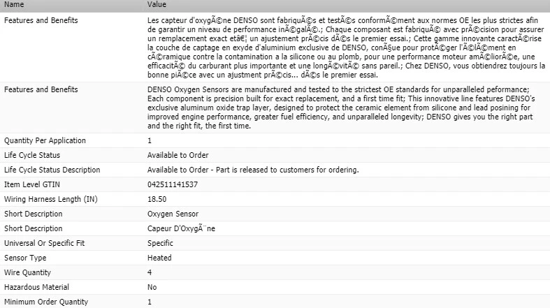 Sensor de oxígeno aguas abajo DENSO para TOYOTA LAND CRUISER L6-4,5 L 1995-1997 Foto 2 de 4