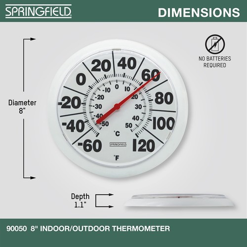 Springfield Indoor Outdoor Big and Bold Dial Thermometer, Wireless Thermometer - Picture 9 of 10