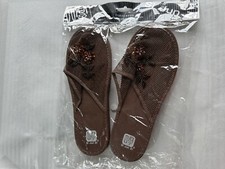 New Women's Chinese Mesh Slipper Floral Embroidered House Slipper Brown 34-39