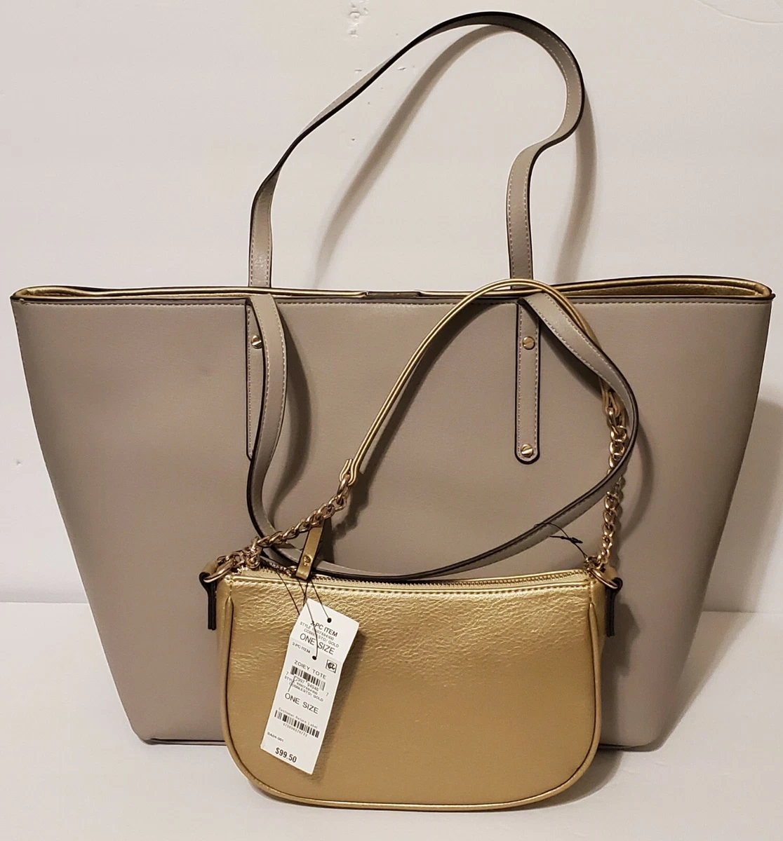 INC International Concepts Zoiey 2 in 1 Tote Handbag Purse Cobblestone Gold