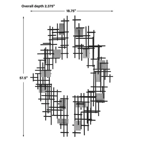 Uttermost Reflection Iron Metal Grid Wall Decor in Matte Black (Set of 2) - Picture 7 of 7