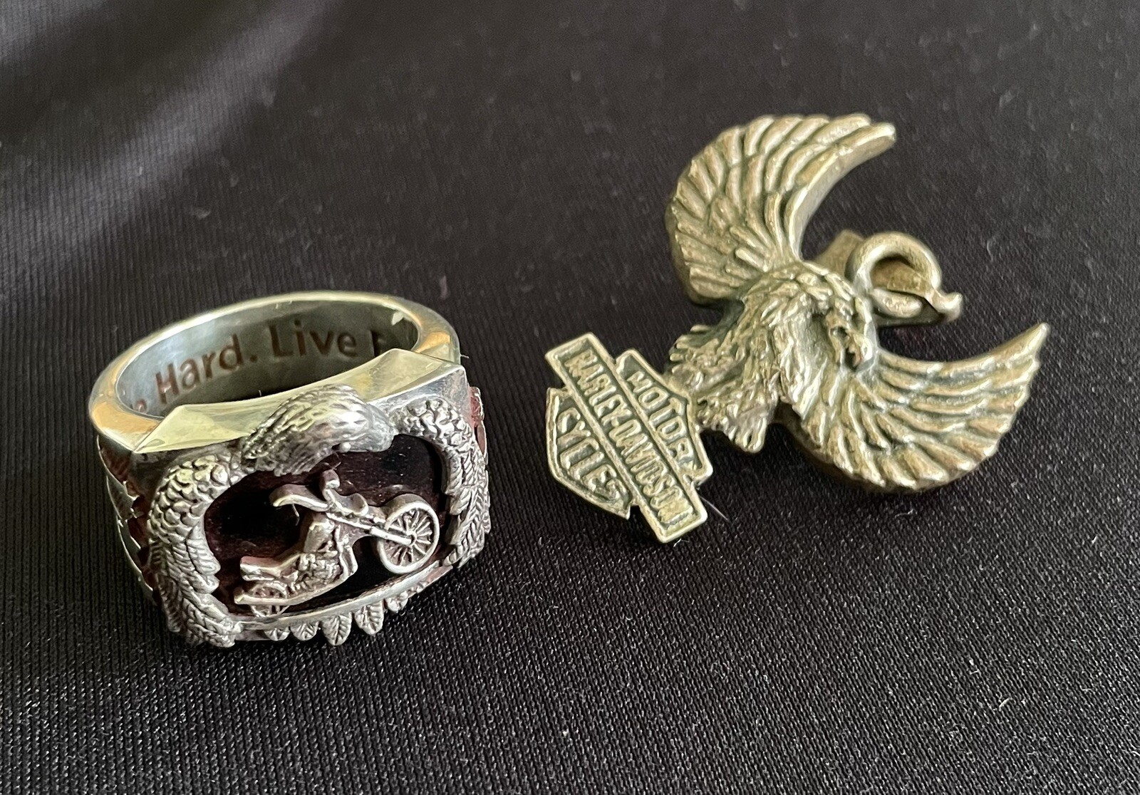 Sterling Silver Eagle Ring Size 11 with Harley Davidson 925 Pendant