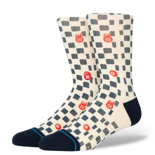 Stance Adult Off White Crew Cotton InfiKnit Lucky Unlucky Casual Socks M 6-8.5