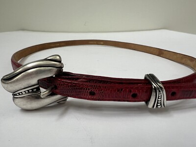 BARRY KIESELSTEIN 1981 Silver Buckle BELT Lizard Signed BARRY KIESELSTEIN CORD 1981 Sterling Silver Buckle  main image 3