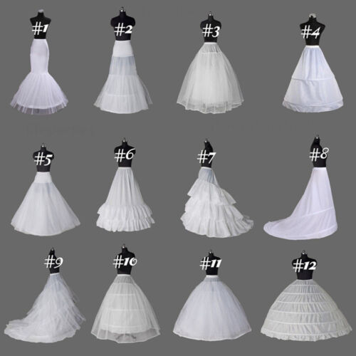 White Crinoline/Petticoat Slips Long Underskirt A Line/Mermaid Hoops For Wedding - Picture 1 of 46