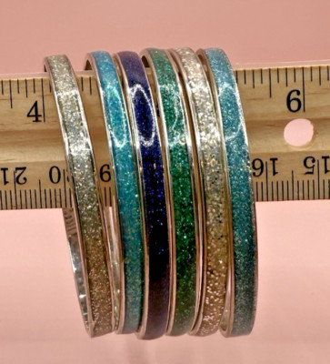 Gymboree Little Girls Bangles Bracelets Silver Sparkle  Costume Jewelry