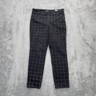 Old Navy Pants Womens 4 Black Dress High Rise Pixie Never Fade Windowpane Formal