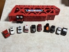 Micro Machine Lot Of Cars Red Carrier Bulldozer Ambulance Lot Of 11