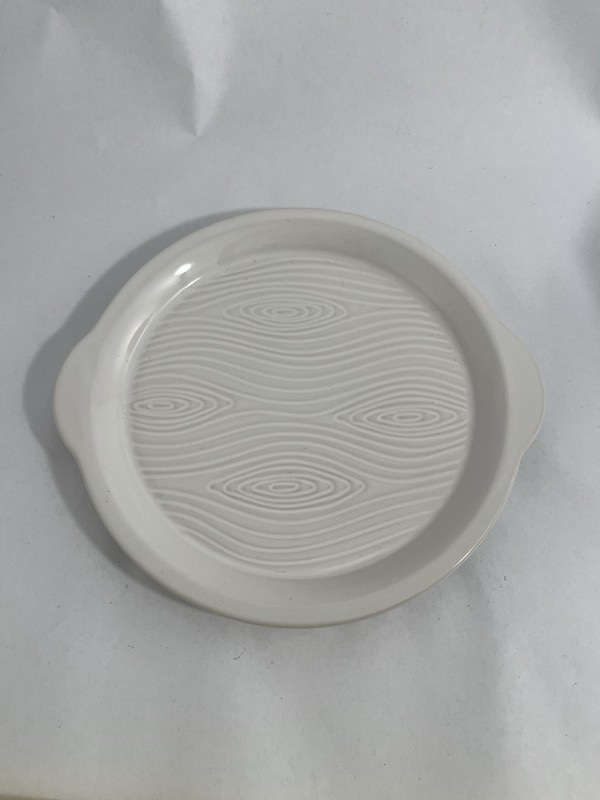 Temptations by Tara Woodland White Round Platter / Sandwich Tray W/handles 8”