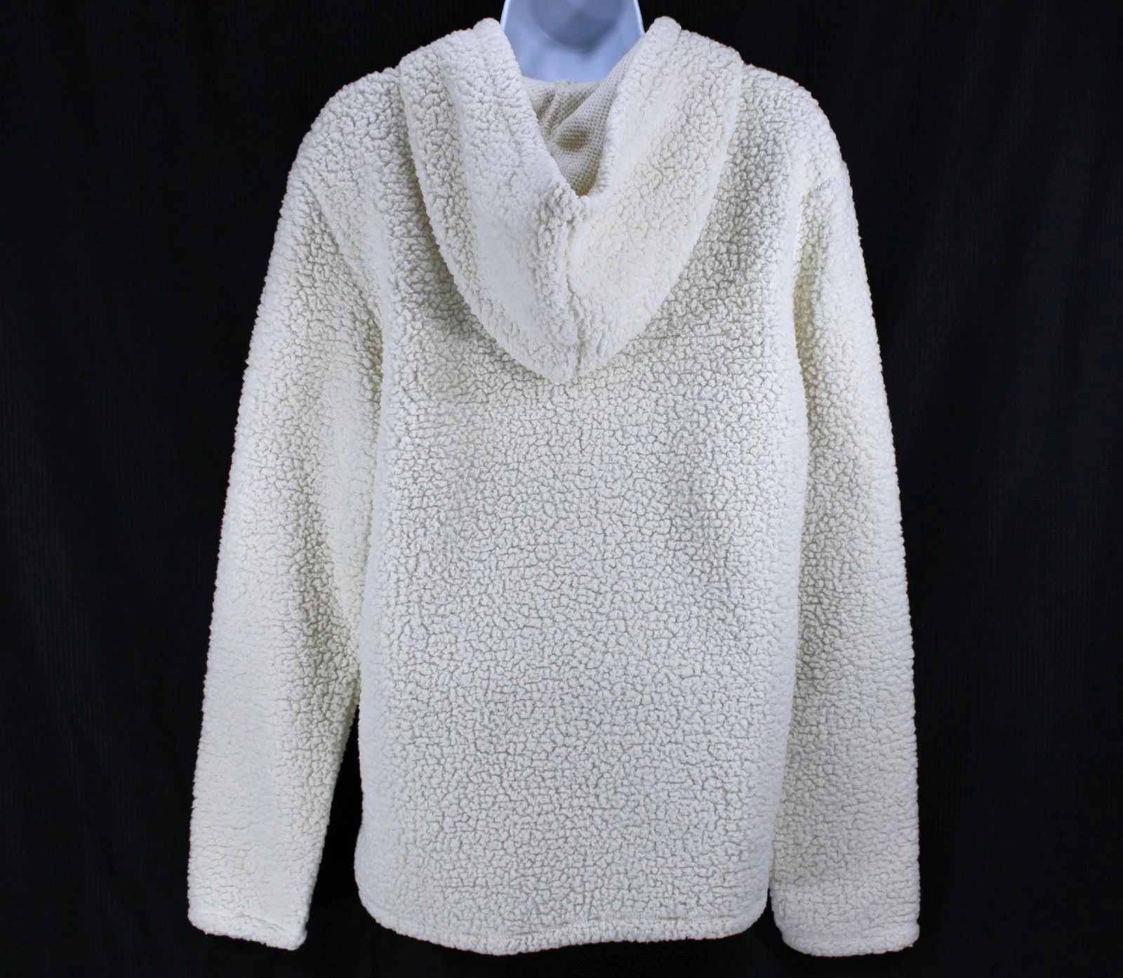 OFF WHITE Felpa con cappuccio Cuddl Duds donna M avorio sherpa pullover 1 4 zip giacca morbida accogliente