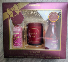 NEW Scent Theory Fireside Fig 3-Piece Bath Soak  Candle Gift Set Self Care Joy