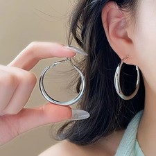 Fashion Metal Big Circle Hoop Earrings for Women C-Shaped Earrings Jewelry Gift
