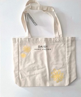 Marc Jacobs Daisy Beuteltasche Tasche groß Canvas beige Blumen gelb Shopper Reise neu mit Etikett