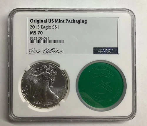 Curio Collection NGC 2013 MS70 Silver Eagle S $1 Original US Mint Packaging RARE