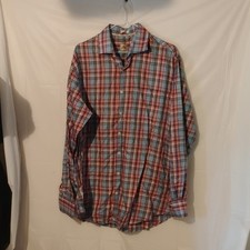 Peter Millar Men's Multicolor Plaid Cotton Button-Up Shirt Long Sleeve Size L