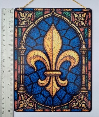 Fleur de Lys Blechschild Wandbild, 20 cm x 15 cm. 