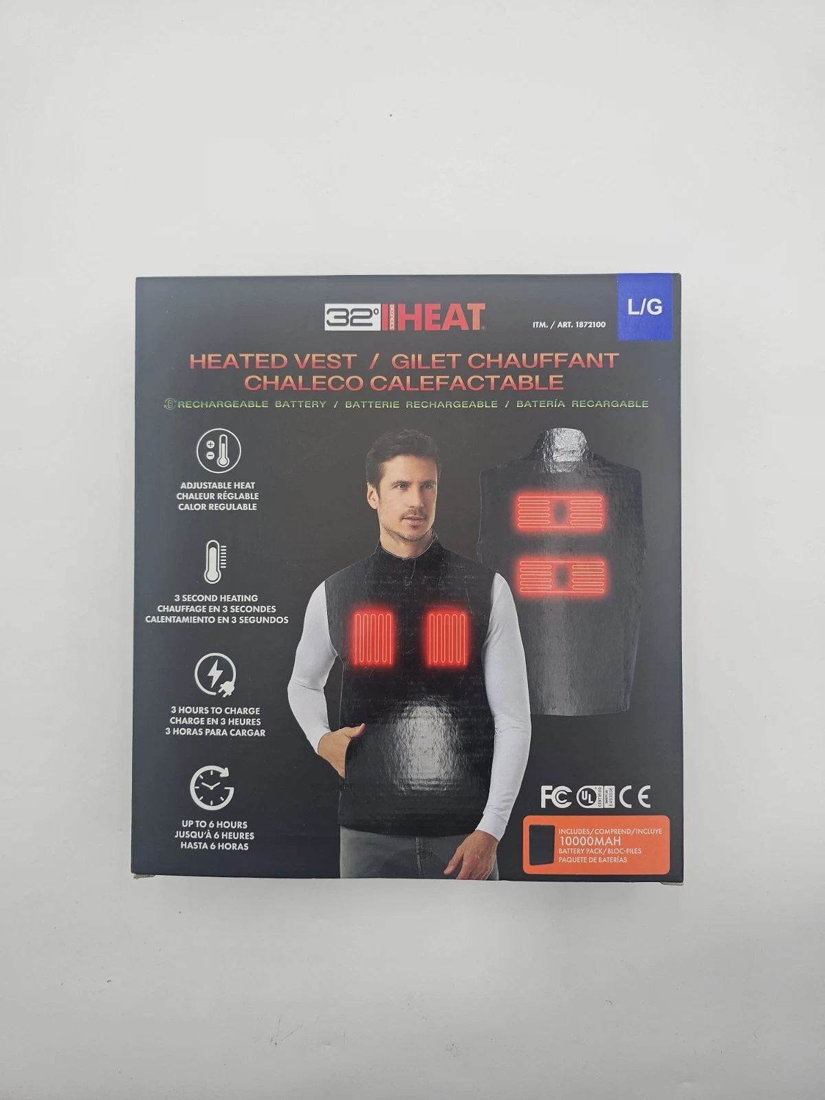 32° Degrees Heat Rechargeable Heated Vest, size L Adjustable heat NEW