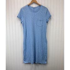 Gap Pocket Tee Dress Womens L Tall Blue Slub Knit Cotton Casual Coastal Summer