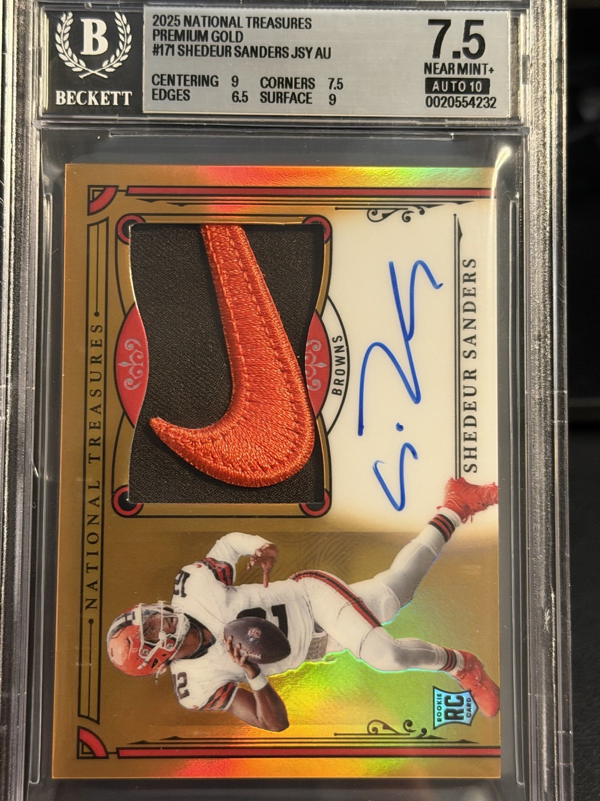 2025 Panini National Treasures - Rookie Patch Auto- Shedeur Sanders #171. 3/10 view 3