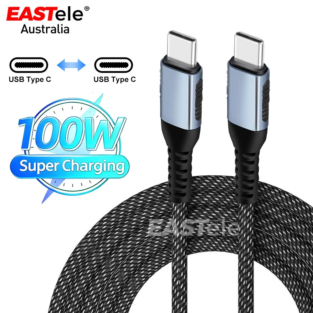 100W USB C Type C Charger Cable Fast Charge For Samsung S26 S25 iPhone 17 18 Duo