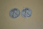 PAIR OF (2) 1918-S WALKING LIBERTY HALF DOLLAR COINS 90% SILVER ABOUT GOOD