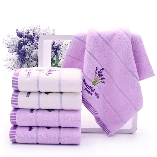 100% Cotton Lavender Floral Hand Towels Set of 2 for Bathroom 13.8"x29.5" (Wh... - Picture 3 of 7