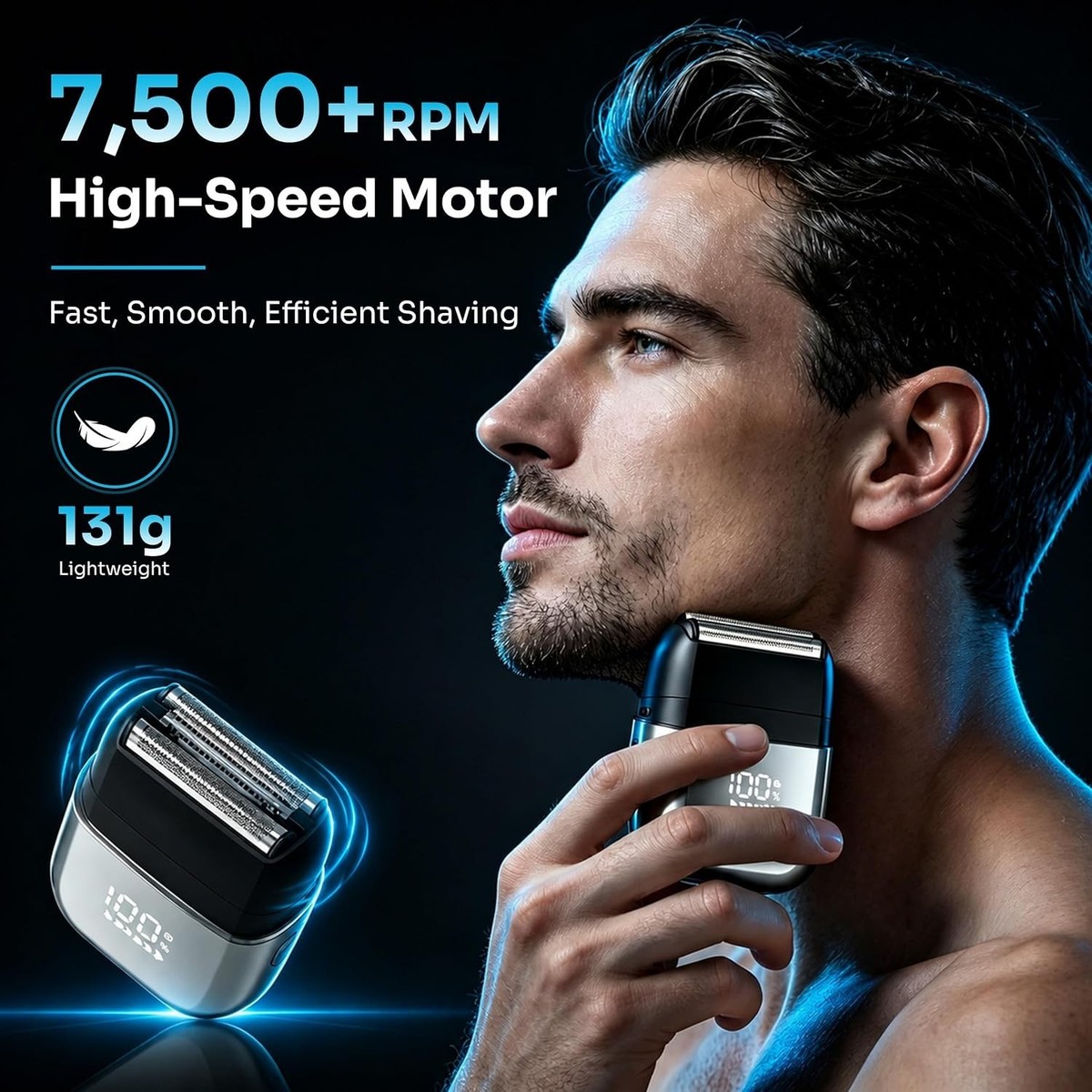 Electric Foil Shaver for Men Wet Dry Razor LED Display 3 Floating