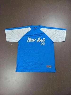 T-shirt Vintage New York 03 Bound Sport Wear Mesh Bleu Blanc Russie Années 2000 - Photo 1/4