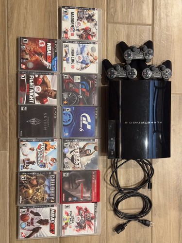 Sony PS3 CECHA01 (Backward Compatible PS3/2/1) Bundle w/Games + 3 Controllers
