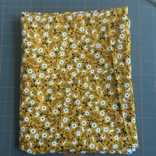 Quilting Cotton Fabric - Mustard Yellow with Ditsy White Floral Print 1 Yard