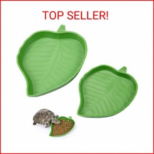 Boao 2 Pieces Leaf Reptile Food Water Bowl Plate Turtle Feeding Dishes for Torto