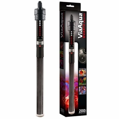 ViaAqua 200 Watts Quartz Glass Submersible Heater with Built-In Thermostat 200W