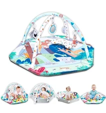 Baby Play Gym Mats, 8-in-1 Tummy Time Activity Mat Toys & Ball Pit