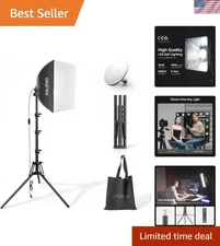 Portable Softbox Lighting Kit - High Power 50W LED Bulb for Clear Video & Photos