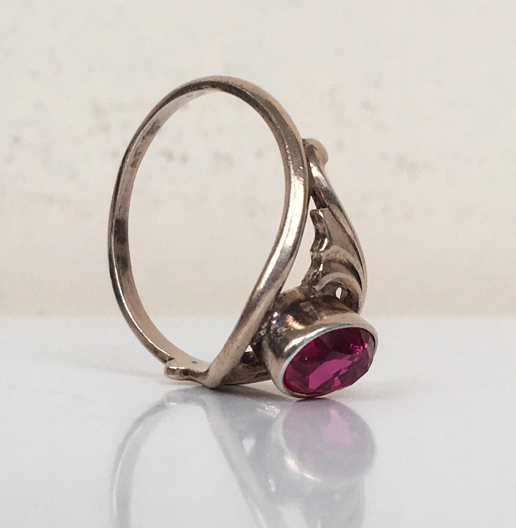 Ring № 93 Vintage Soviet Red Ruby Ring Silver Rin… - image 13