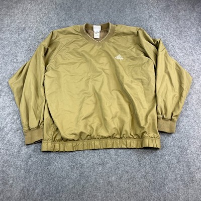 Vintage 90s Adidas Golf Herren Windbreaker Pullover Jacke Large Khaki V Neck