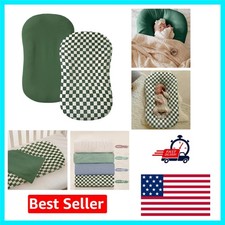 Gentle 100 Cotton Baby Lounger Covers - Olive Check for Stylish Infant Comfort