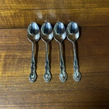 Oneida Dover Set Of 4 Teaspoons Cube Mark Heirloom Stainless Flatware Mint Cond